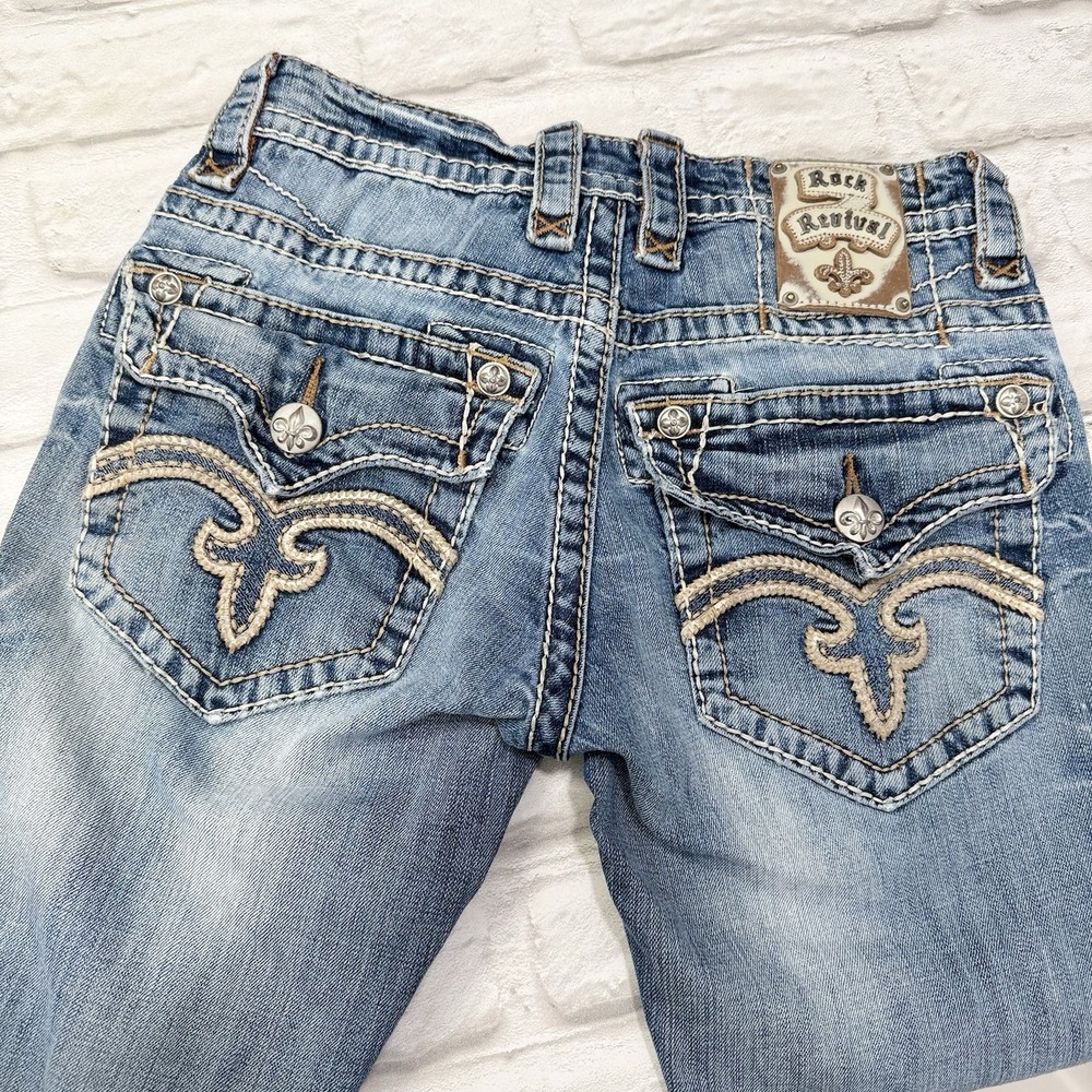 Rock Revival Mens 29x32 Denim Blue Jeans Tucker Straight Light Wash Distressed